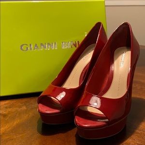 Gianni Bini - Red Patent Leather Peep Toe Pumps